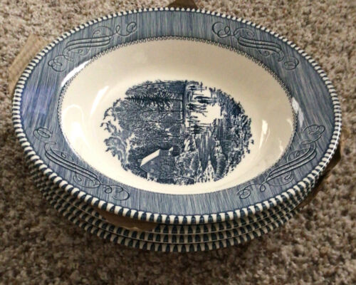 4 - Royal China Currier & Ives Blue/White 8.5