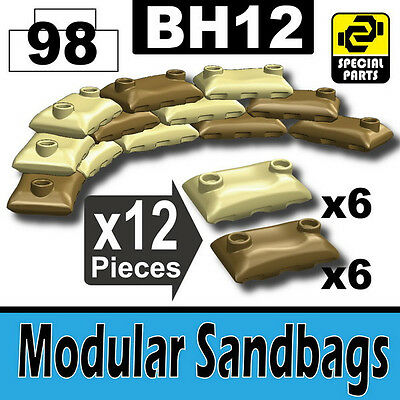 BH12-1 (W229) Army Modular Sandbags compatible w/toy brick minifig Tan and Dark