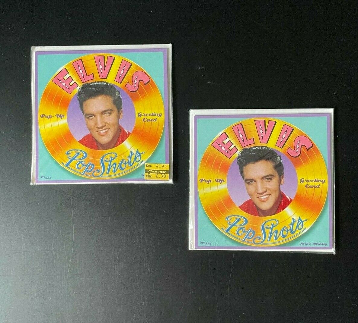 2  Elvis Pop Shots Pop-up Greeting Cards Rock'n Birthday And What's Cookin