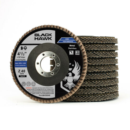 10 Pack 4.5" X 7/8" Black Hawk 40 Grit Zirconia Flap Disc Grinding Wheels T29