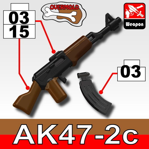 Overmolded Ak-47 (w164) Rifle Compatible With Toy Brick Minifigures Ak-47