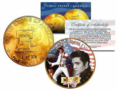 1976 ELVIS PRESLEY 24K Gold Plated IKE Dollar *Each Coin Serial Numbered of 376*