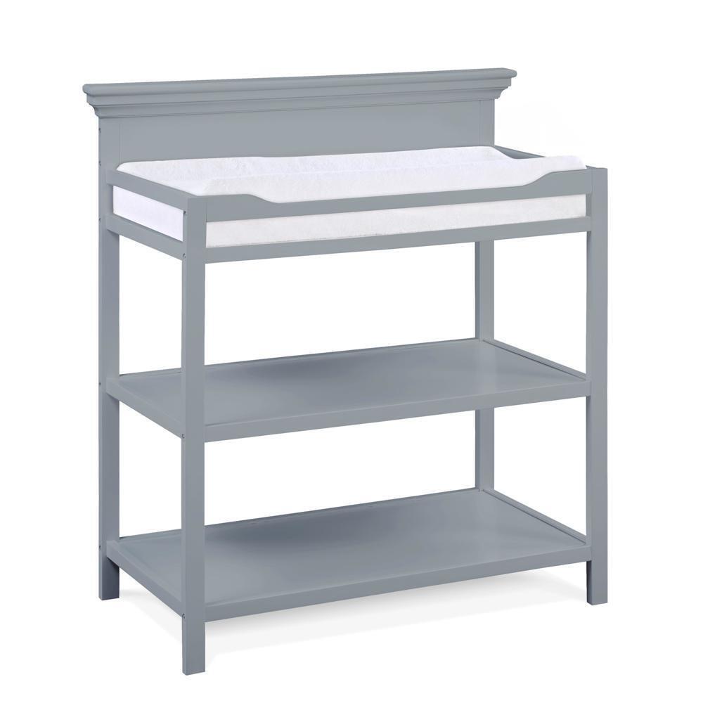 Gray Universal Changing Table with 2 Open Spacious Shelves