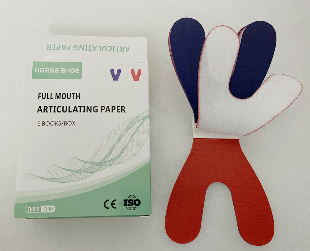 2Box Dental Articulating Paper Horse Shoe Accurate Red Blue Sheets 100μm