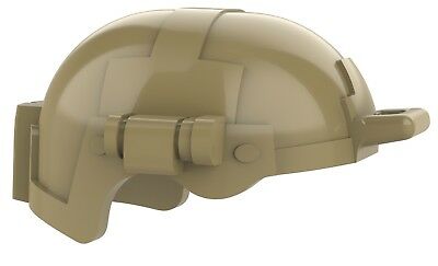 Dark Tan Assault Helmet Army (W53) compatible w/ toy brick minifig