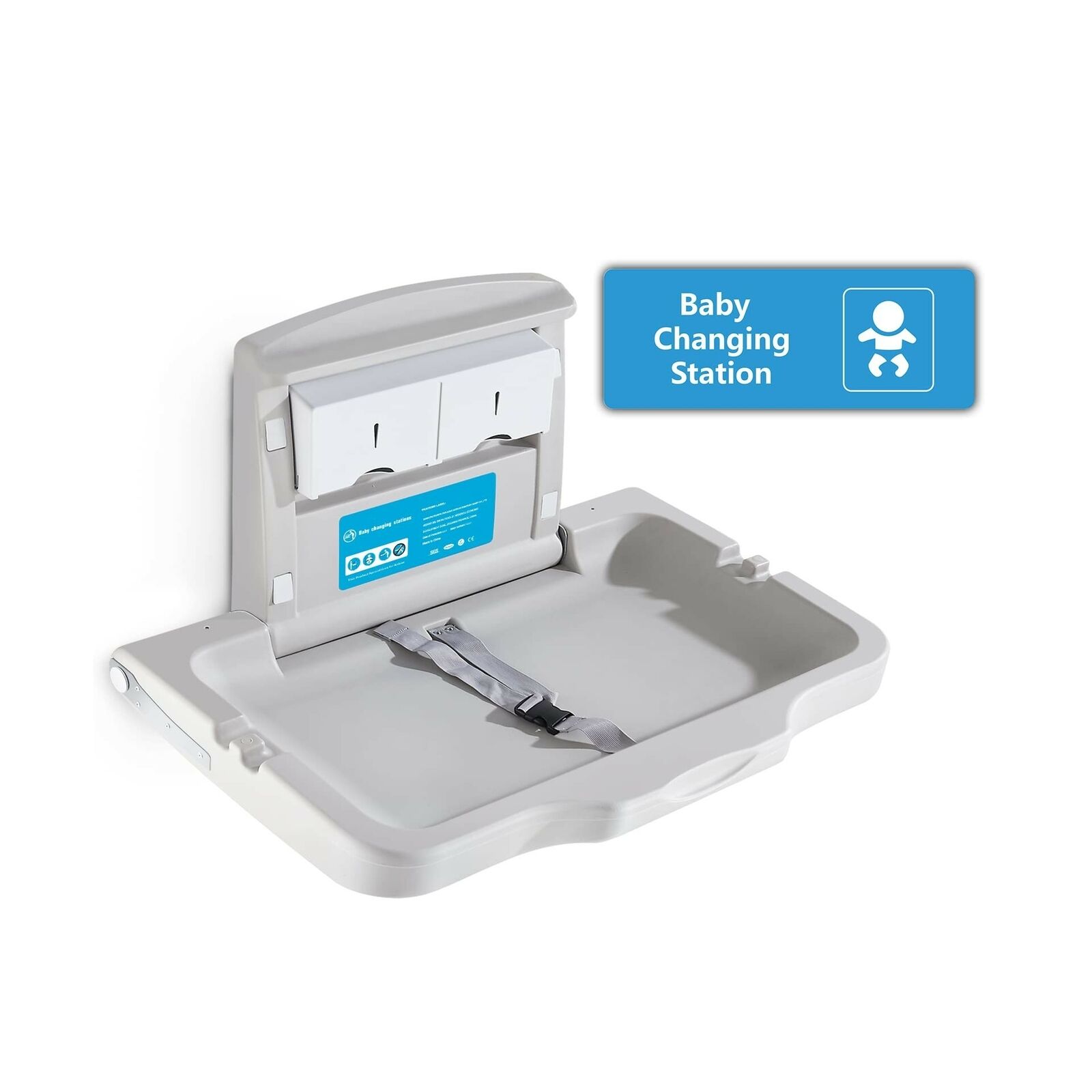 Horizontal Baby Changing Station With A Sign, Wall Mounted Changing Table For...