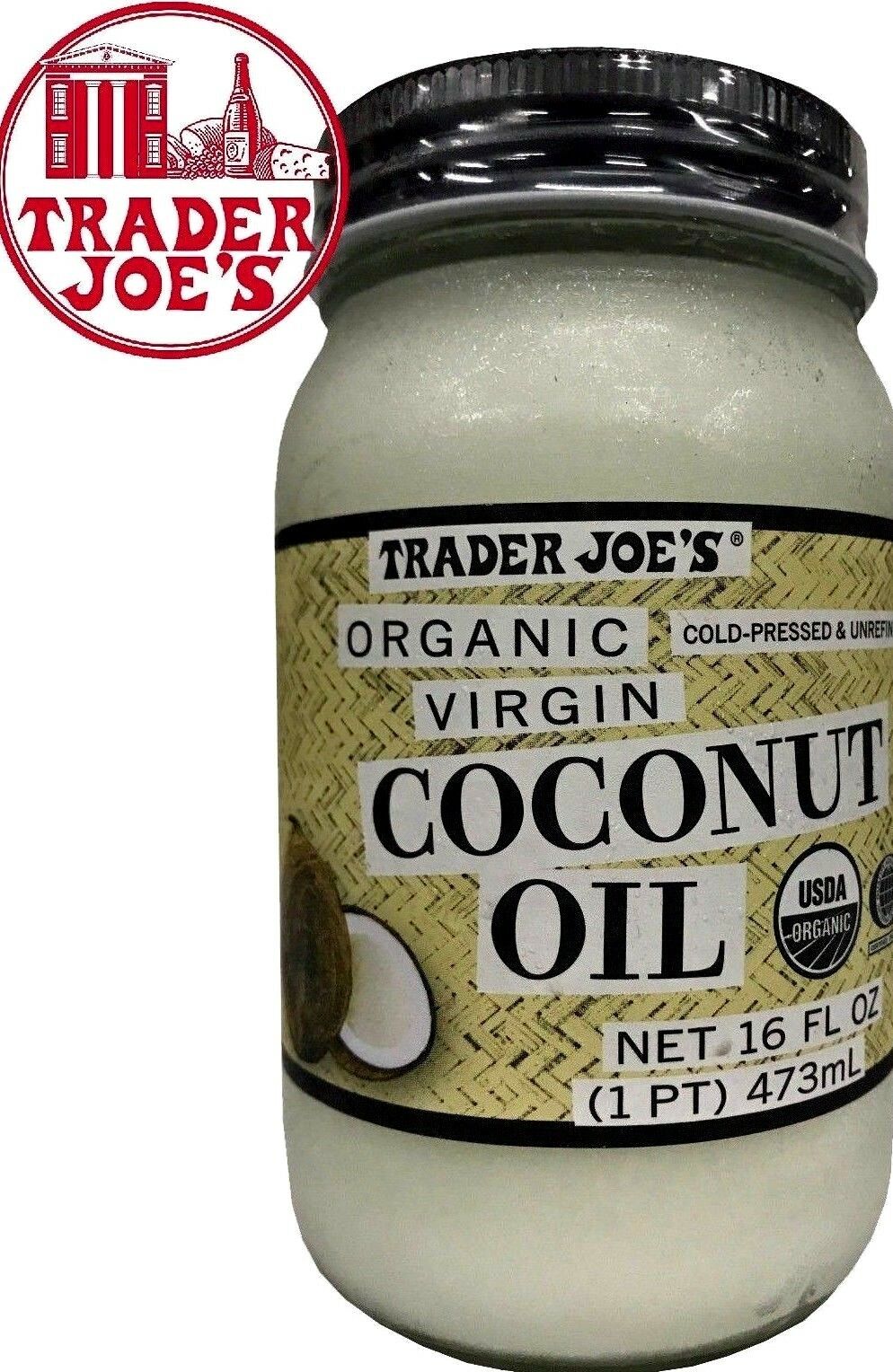 🔥 Trader Joe's Organic Virgin  Coconut Oil  Cold Pressed Unrefined 16 Oz 🔥