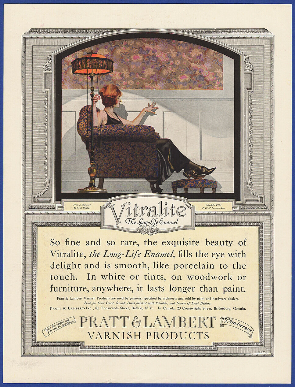 Vintage 1923 Pratt & Lambert Vitralite Enamel Coles Phillips Art Print Ad 20's