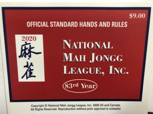 2020 National Mah Jongg League Official Standard Hands & Rules Cards .* Large*