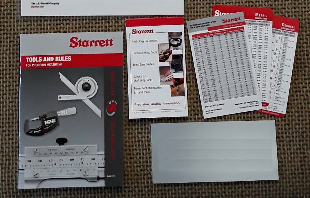 Starrett Reference Material: Tools & Rules Book, Machinist Pocket Cards, Notepad