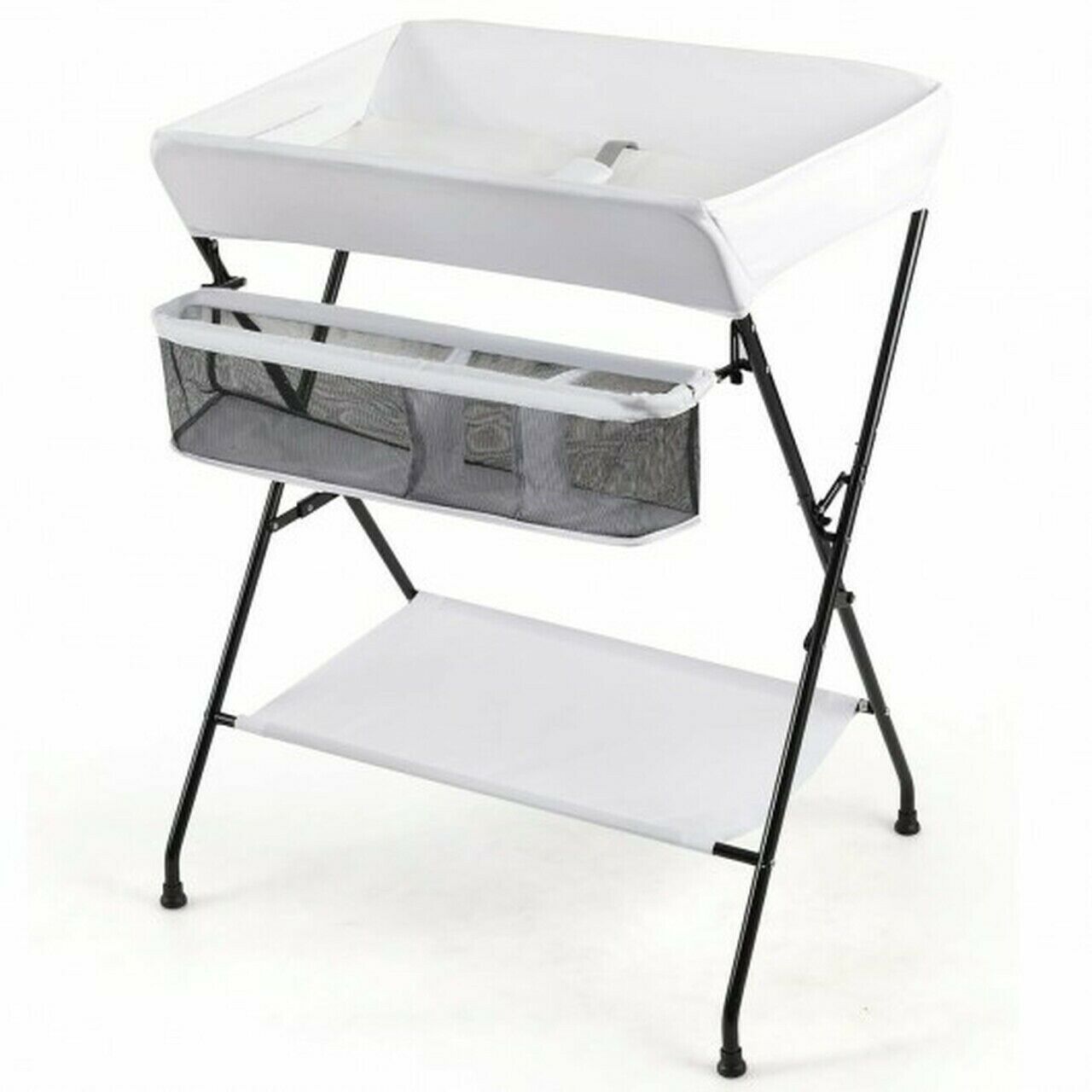"bb5402wh" Portable Infant Changing Station Baby Diaper Table With Safety Belt-w