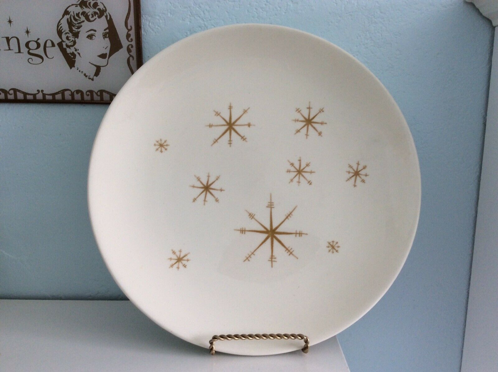 Vintage Star Glow Of Royal China Sebring, O, Atomic Dinner Plate 10 1/8” USA