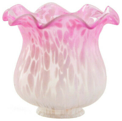 4 In Handpainted Frosted Glass Tulip Lily Replacement Shade - Pink/white
