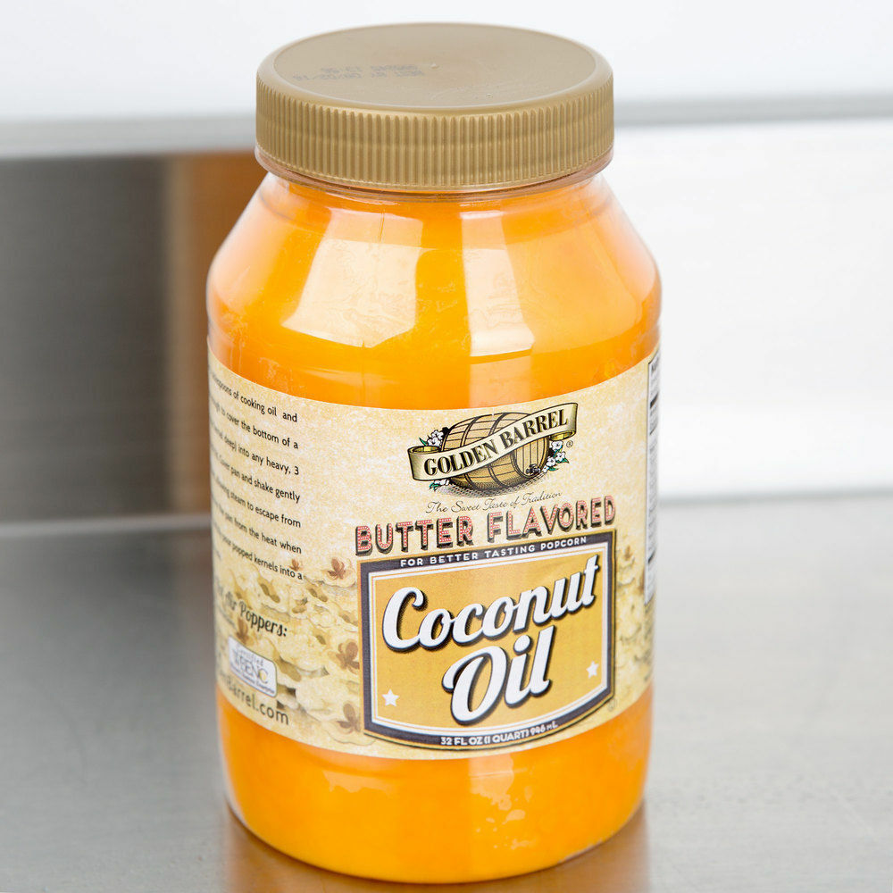 Golden Barrel 32 Oz Butter Flavored Coconut Oil Quart Popcorn Cooking Flavor