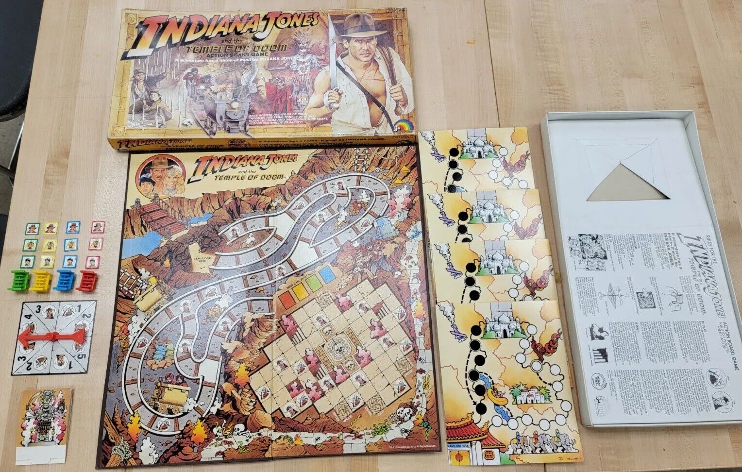 100% Vintage Indiana Jones Temple Of Doom Board Game Ljn 100% Complete