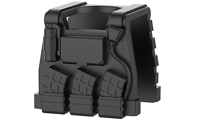 Black E1 (w28) Tactical Army Vest Compatible With Toy Brick Minifigures Swat