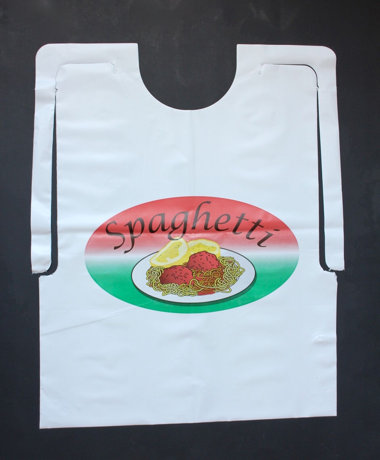 25 Pack Of Disposable Plastic Spaghetti Bibs With Meatballs Free Shipping