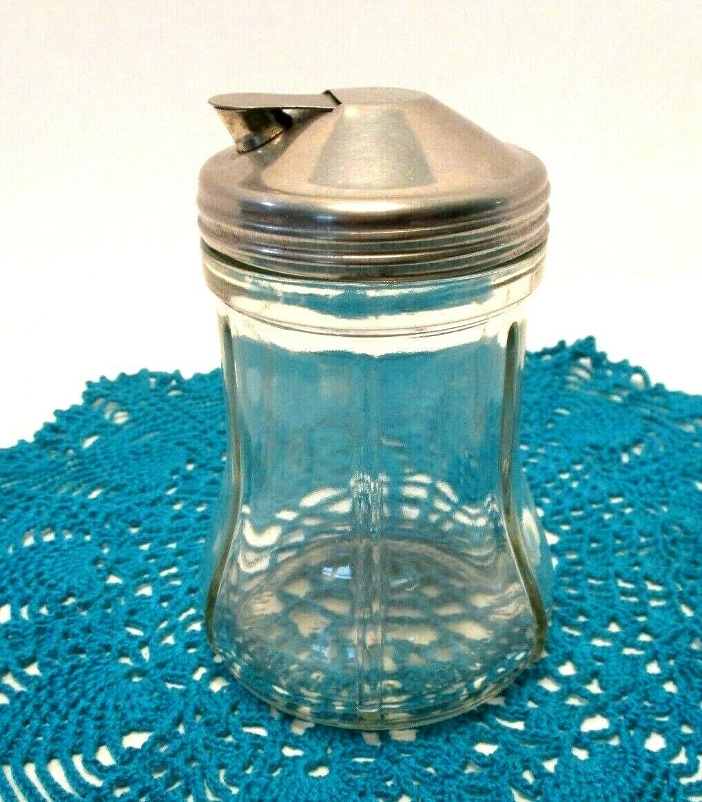 Vintage  Sugar Jar W/ Metal Pour Spout & Flip Cover